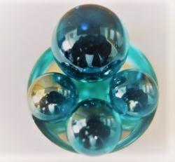Glasmurmeln im Netz Crystal wasserblau-türkis, 16/25 mm, 21 Stck.