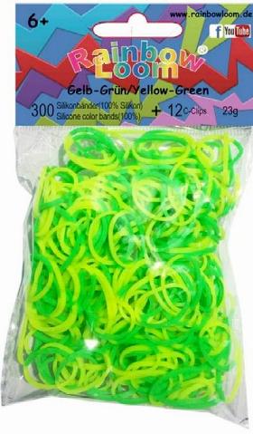 Loom Bands neon gelb  100 Stück 6 Clips   Gummiringe 