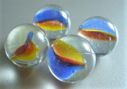 Premium Glasmurmel farbig, Tri Colour Rainbow, 25 mm, 1 Stck.