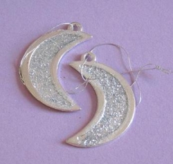 Metall Mondanhänger glittersilber 40 mm, 2 Stück