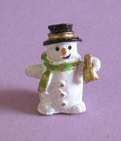 Schneemann aus Polyresin, weiss-grün, 30 mm, 2 Stück