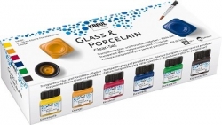 Sortiment Glas- und Porzellanmalfarbe transparent, 6 x 20 ml Glas