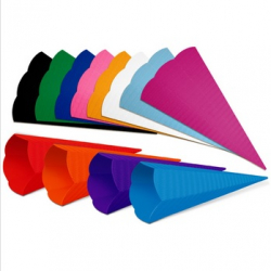 Schultüten Zuschnitt uni, 3 D Welle, klein, gelb