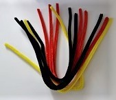 Pfeifenputzer bunt, schwarz-rot-gelb Mischung, Ø 9 mm, 9 Stück sortiert