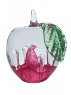 Glas Briefbeschwerer in Apfelform, 7-8 cm, pink