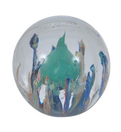 Dekokugel Briefbeschwerer 7 cm, Blase mit Segmenten, türkis-bunt