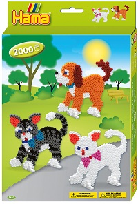 Bügelperlen midi Geschenkpackung, Hund und Katze