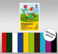 Bunter Fotokartonblock DIN A 3 von URSUS®, bunt sortiert, 10 Bögen