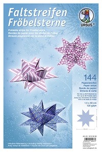 Faltstreifen 1,5  x 60 cm für Fröbelsterne, 144 Papierstreifen, Set 1 