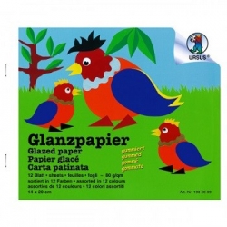 Glanzpapier 14 x 20 cm von URSUS®, bunt sortiert, 12 Bögen sortiert