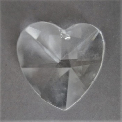 Motiv Herz Anhänger aus Kristallglas, Facettenschliff, mit Loch, 40 mm, klar