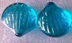 Motive Glassteine, Muscheln flach und oval, azur-türkisblau, 100 gr-Beutel