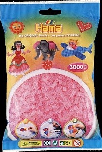 Beutel mit 3000 Bügelperlen Midi, 72-pink transparent
