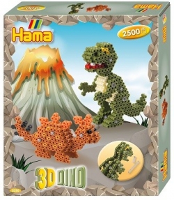 Geschenkpackung Dinos in 3 D Effekt, Midiperlen