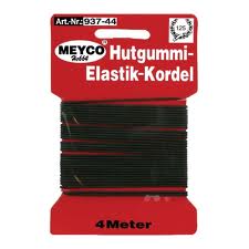 Hutgummi Kordel Elastikband, schwarz, 1 mm , 4 Meter