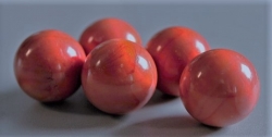 Glaskugeln glänzend opal, orange-rot marmoriert, 25 mm, Stck.