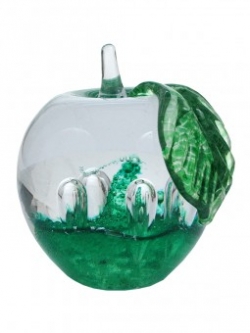 Glas Briefbeschwerer in Apfelform, 7-8 cm, grün