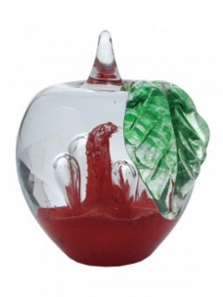 Glas Briefbeschwerer in Apfelform, 7-8 cm, rot