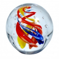 Dekokugel-Briefbeschwerer 9 cm, Spirale Millefiori, bunt