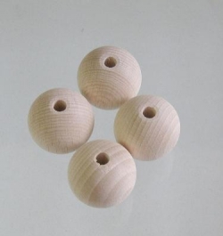 Rohholzkugeln durchgebohrt, natur, 25 mm, Grosspack 50 Stück