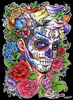 Samtbild Mandala Skull Boy