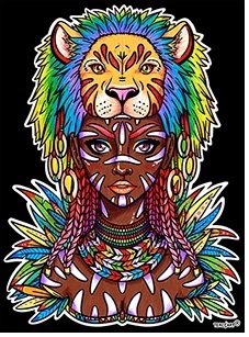 Samtbild Mandala Löwen Girl