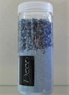 Dekosand fein und Muschelgranulat im Mix, hellblau, 700 gr.