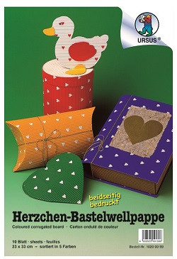 Bunte Mischung Bastelwellpappen Herzchen, 10 Stück sortiert