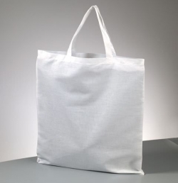 Stoffbeutel kurze Henkel, weiss, ca. 38x42 cm