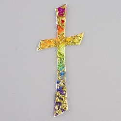 Wachsornament Kreuz mit Wellen, bunt